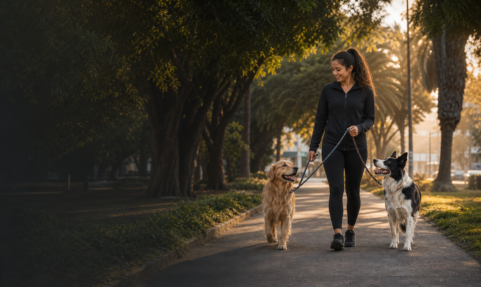 Paseo profesional con dos perros